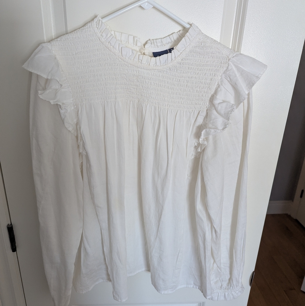 GAP White Ruffle Blouse